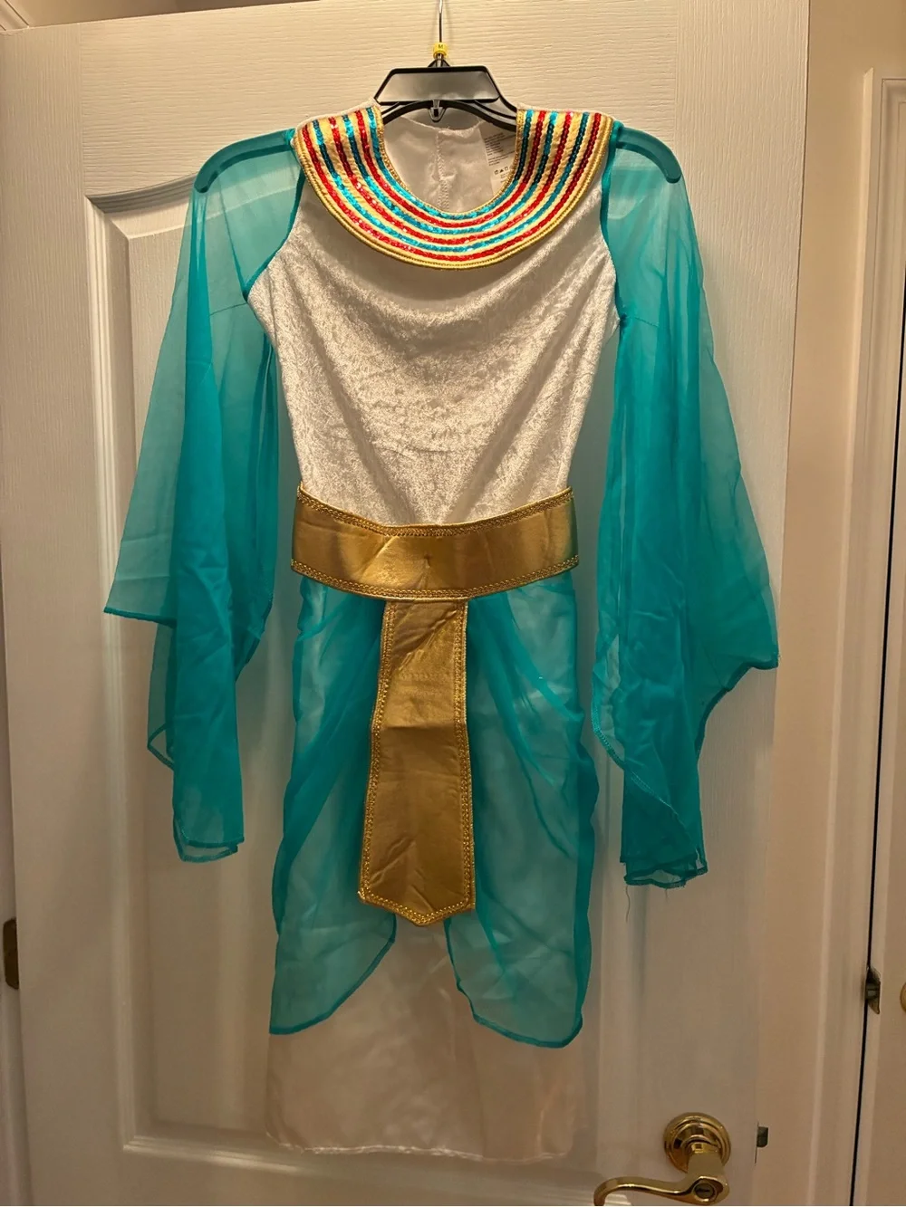 Kids Cleopatra Costume in Teal, White and Gold